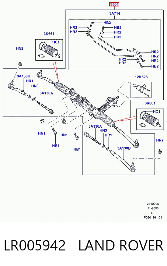 Cremalheira da direção para Land Rover Range Rover III L322