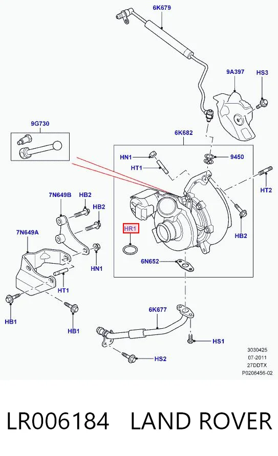 LR006184 Land Rover Vedante de mangueira de derivação de óleo de turbina