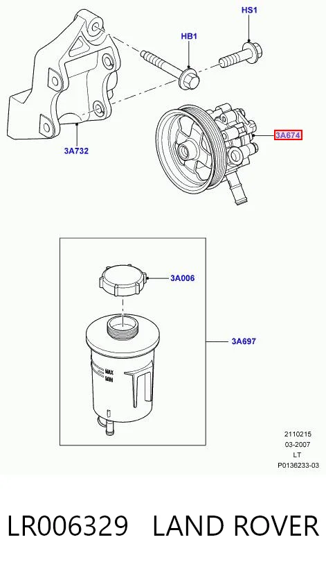 LR006329 Land Rover Bomba da Direção hidrâulica assistida