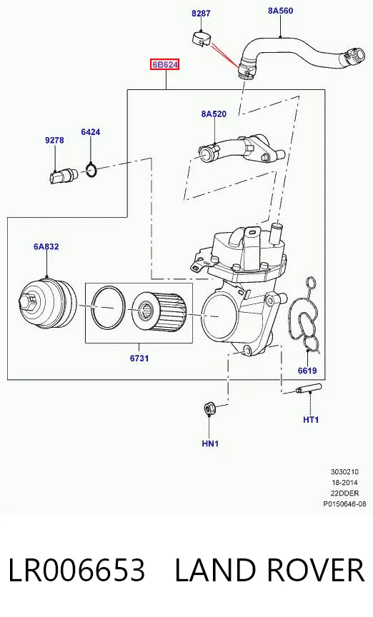 LR006653 Land Rover Caixa do filtro de óleo
