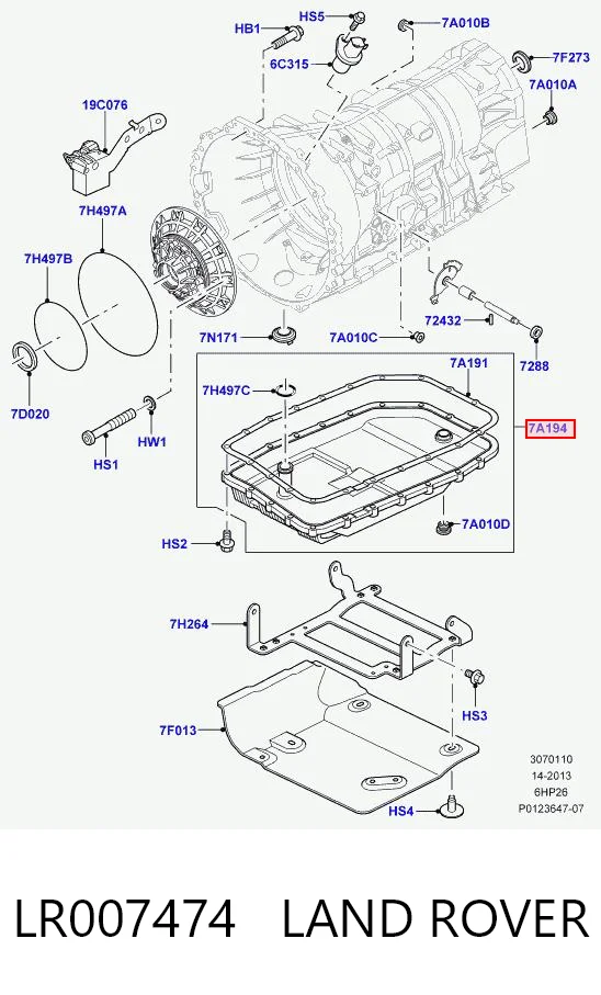 LR007474 Land Rover Cárter da Caixa Automática de Mudança