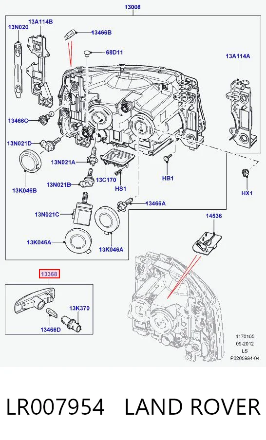 LR007954 Land Rover Luz intermitente no pára-lama