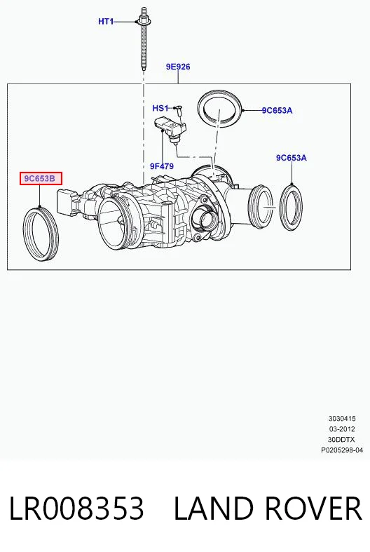 LR008353 Land Rover Vedante da válvula de borboleta