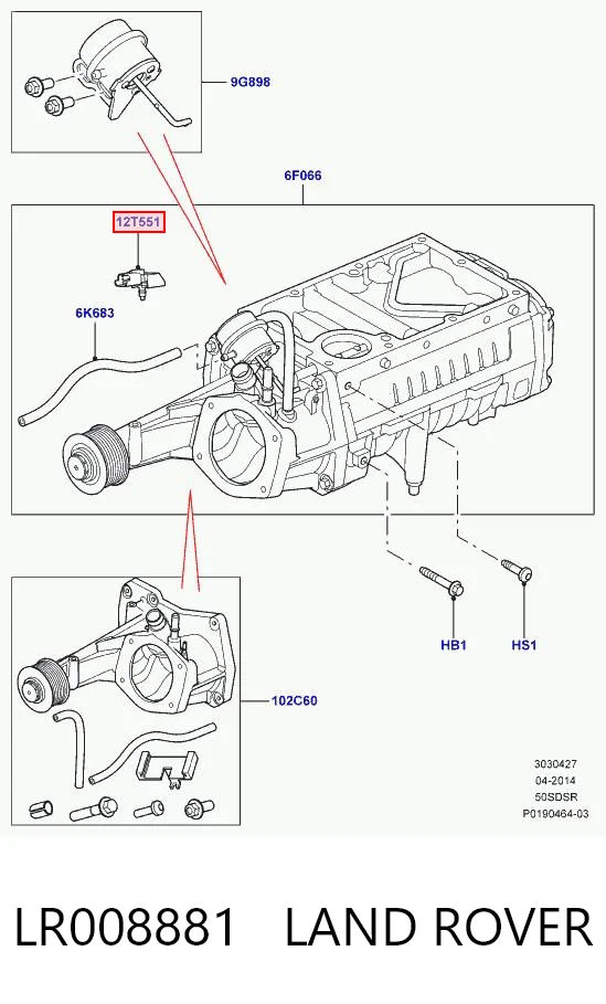 LR008881 Land Rover Sensor de pressão no coletor de admissão, MAP