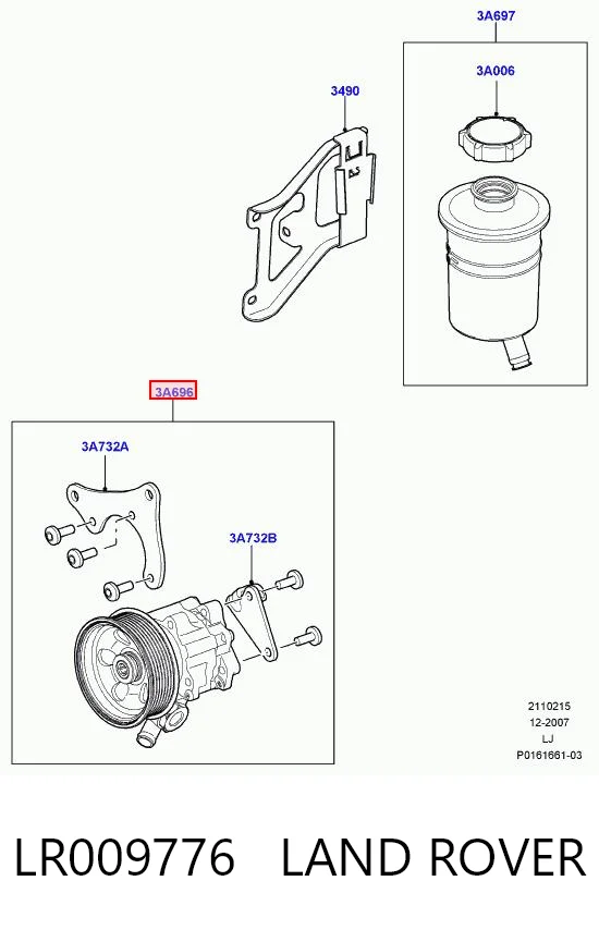 LR009776 Land Rover Bomba da Direção hidrâulica assistida