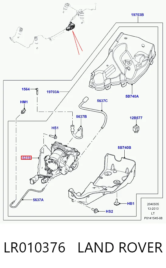LR010376 Land Rover Compressor de bombeio pneumático (de amortecedores)
