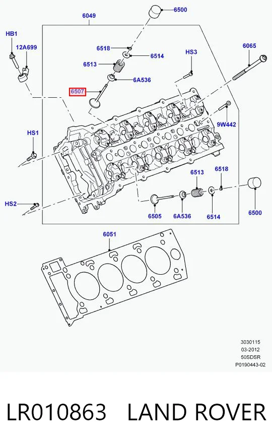 LR010863 Land Rover Válvula de admissão