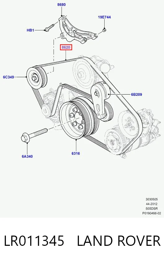 LR011345 Land Rover Correia dos conjuntos de transmissão