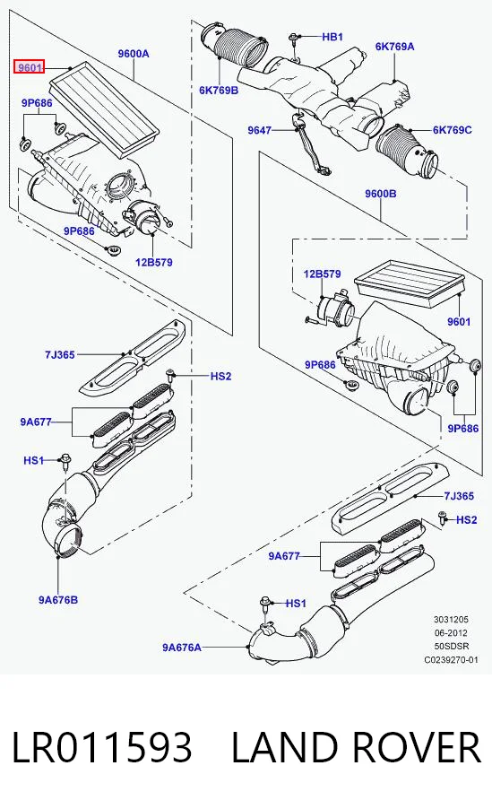 LR011593 Land Rover Filtro de ar