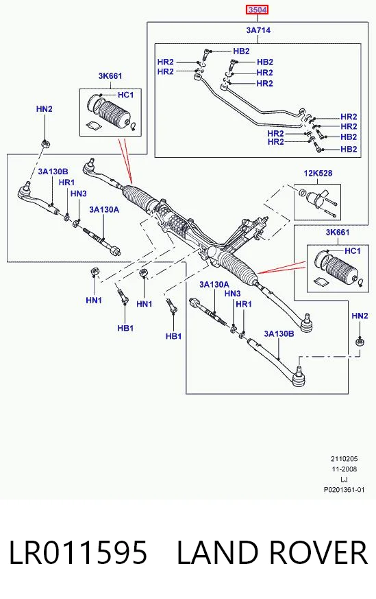 Cremalheira da direção Land Rover Range Rover III L322