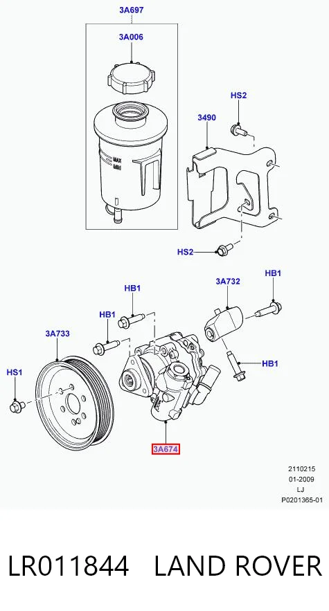 LR011844 Land Rover Bomba da Direção hidrâulica assistida