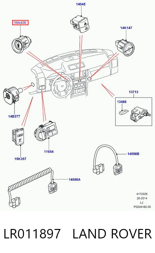 LR011897 Land Rover Botão de arranco de motor