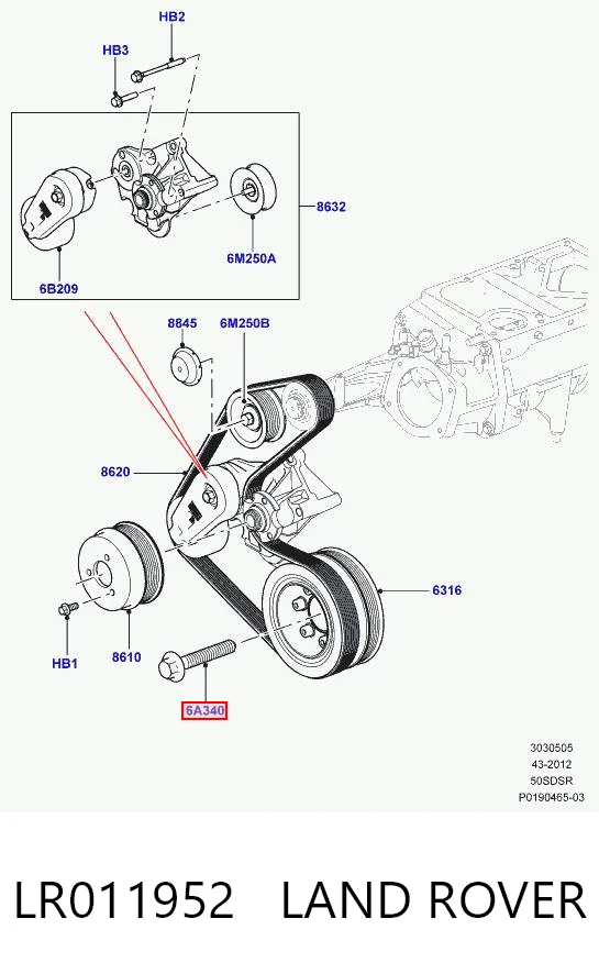 LR011952 Land Rover Parafuso da polia de cambota