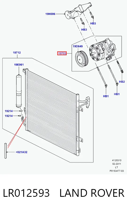 LR012593 Land Rover Compressor de aparelho de ar condicionado
