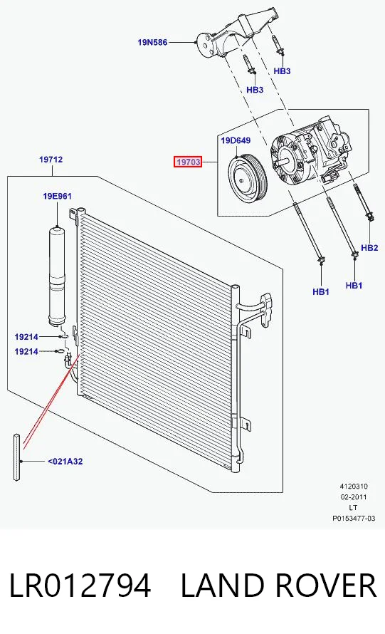 LR019131 Rover Compressor de aparelho de ar condicionado