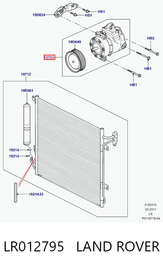 LR012795 Land Rover Compressor de aparelho de ar condicionado