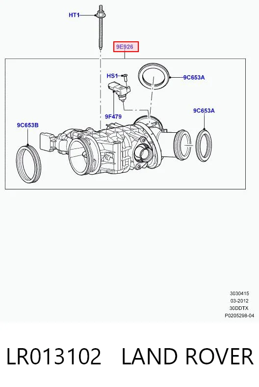 LR013102 Land Rover Válvula de borboleta montada