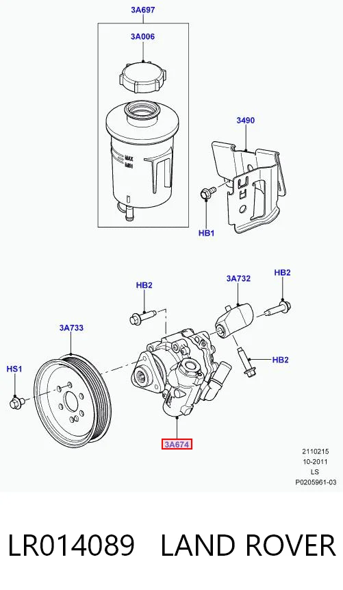 LR014089 Land Rover Bomba da Direção hidrâulica assistida