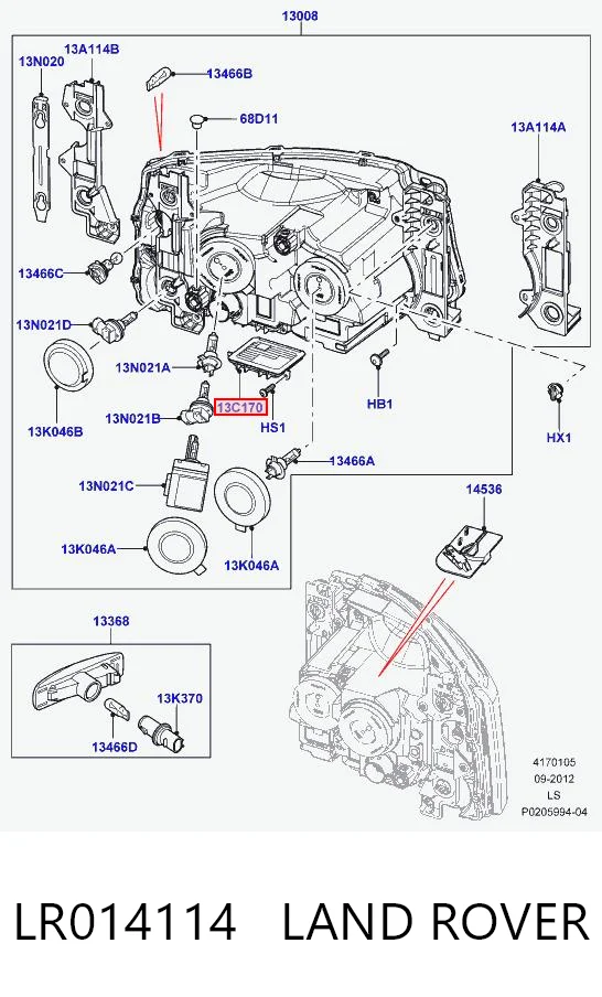 LR014114 Land Rover Unidade de encendido (xénon)
