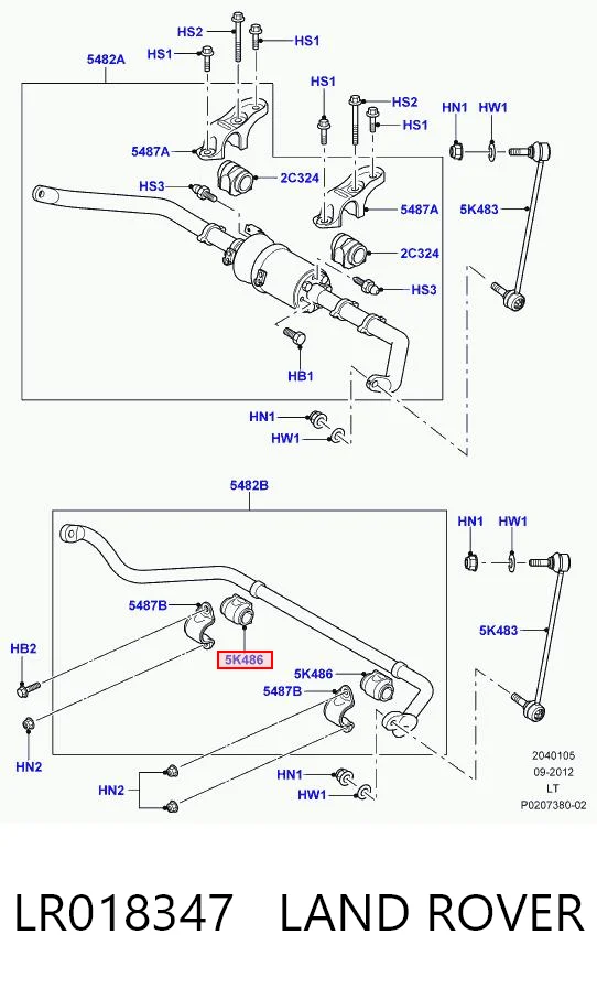 LR018347 Land Rover Bucha de estabilizador dianteiro