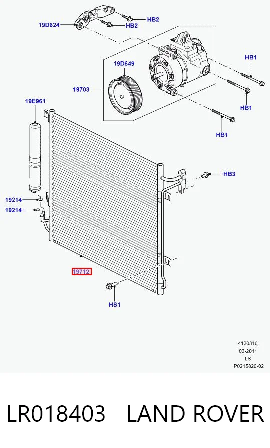  Radiador de aparelho de ar condicionado Land Rover Range Rover SPORT I SUV (L320) (2005 - 2013) SPORT I