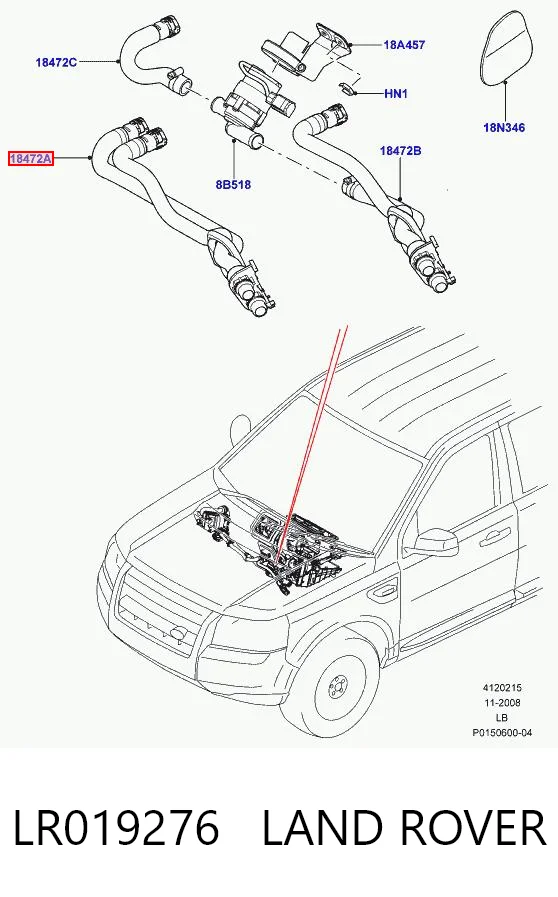 6G9118C266CG Land Rover Mangueira do radiador de aquecedor (de forno), dupla