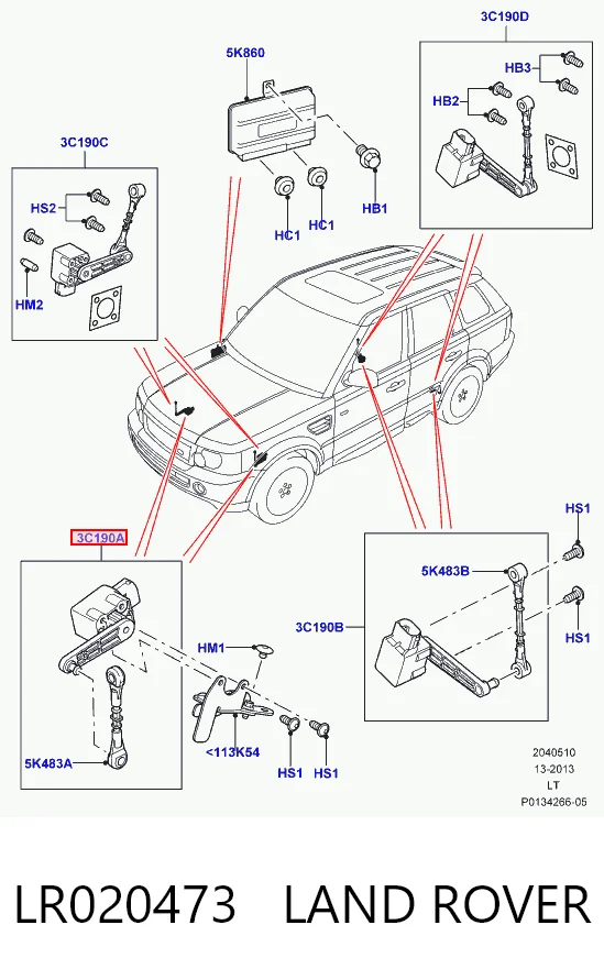 LR020473 Land Rover Sensor dianteiro esquerdo do nível de posição de carroçaria
