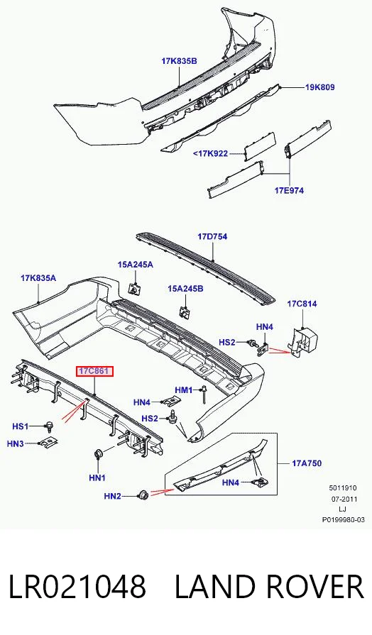 Reforçador do pára-choque traseiro Land Rover Range Rover III L322 ao melhor preço