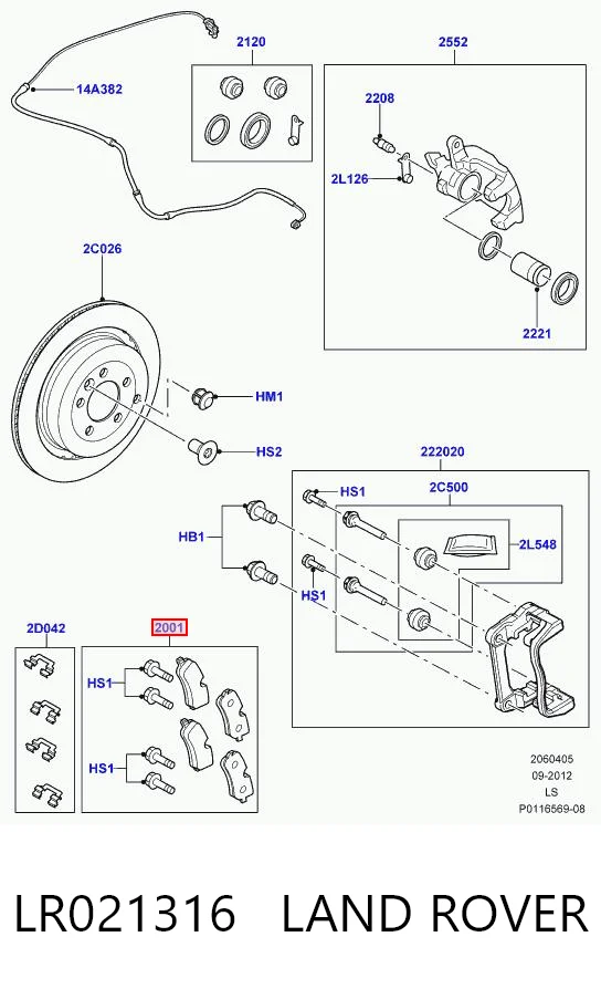 LR032377 Hyundai/Kia Sapatas do freio traseiras de disco