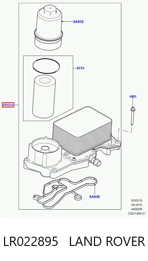 Caixa do filtro de óleo LR022895 Ford