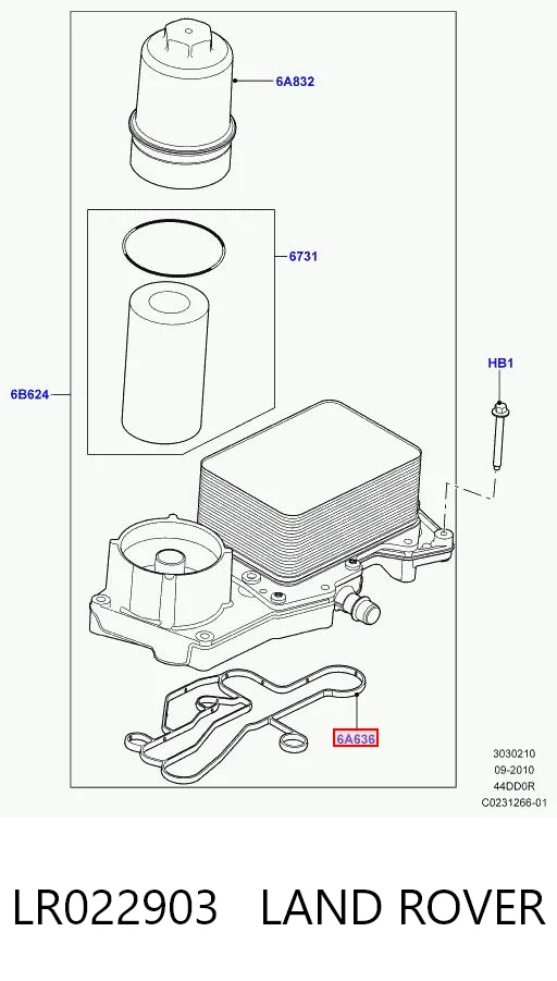 LR022903 Land Rover Vedante do radiador de óleo