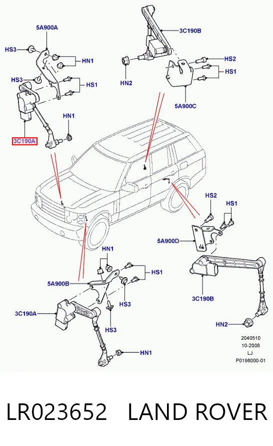 LR023652 Land Rover Sensor dianteiro do nível de posição de carroçaria
