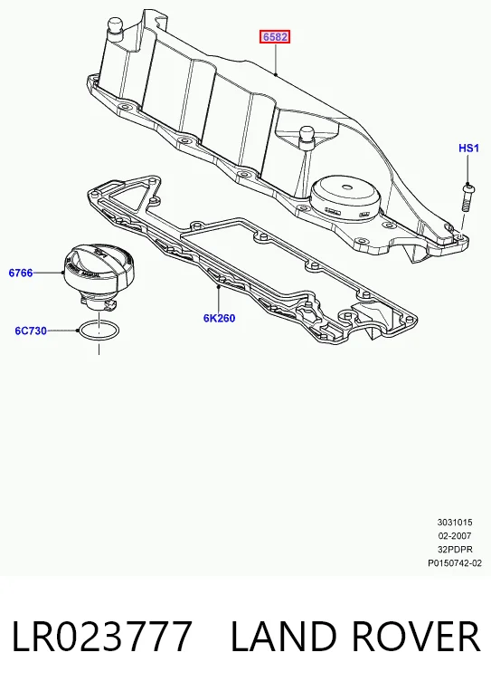 LR023777 Land Rover Tampa de válvulas