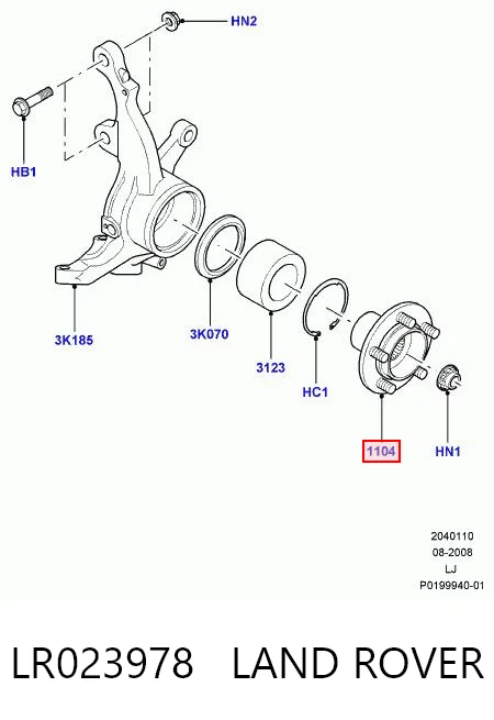 LR023978 Land Rover Cubo dianteiro
