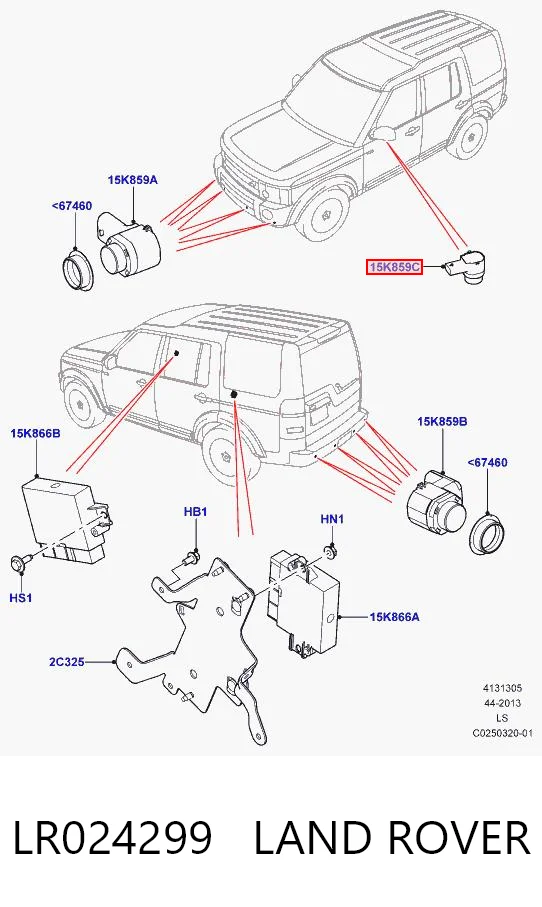 LR024299 Land Rover Sensor dianteiro lateral de sinalização de estacionamento (sensor de estacionamento)