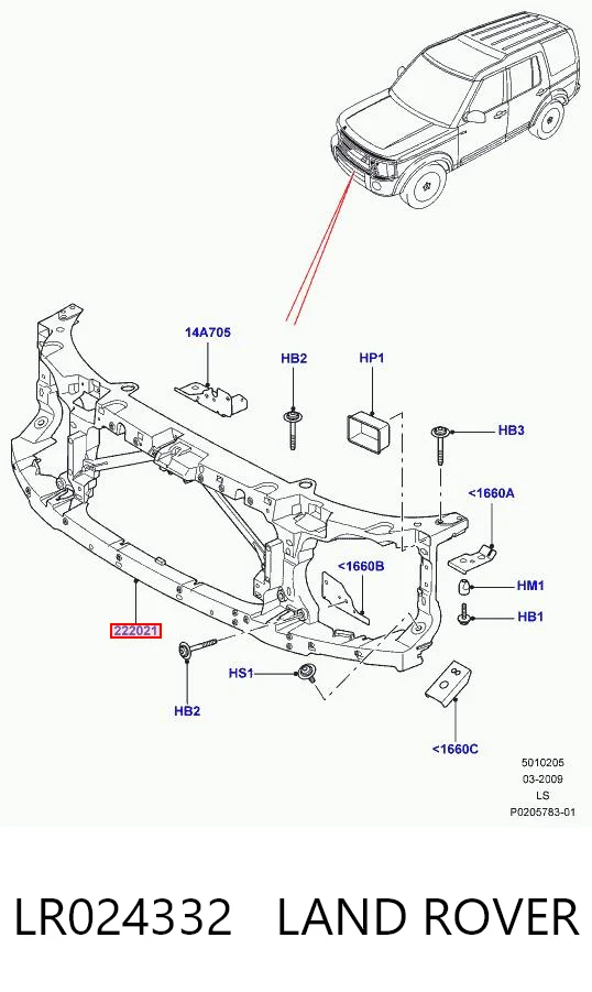 Suporte do radiador montado (painel de montagem de fixação das luzes) para Land Rover Range Rover III L322