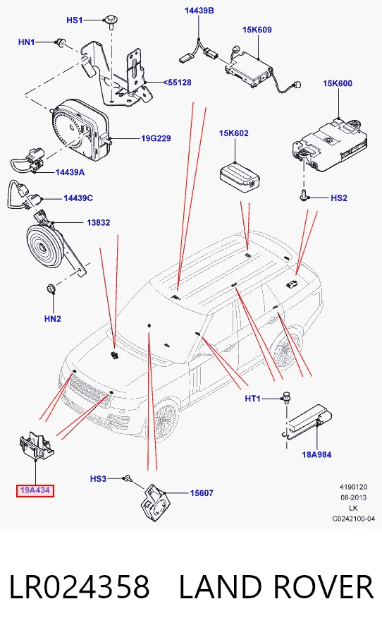 LR024358 Land Rover Fecho da capota