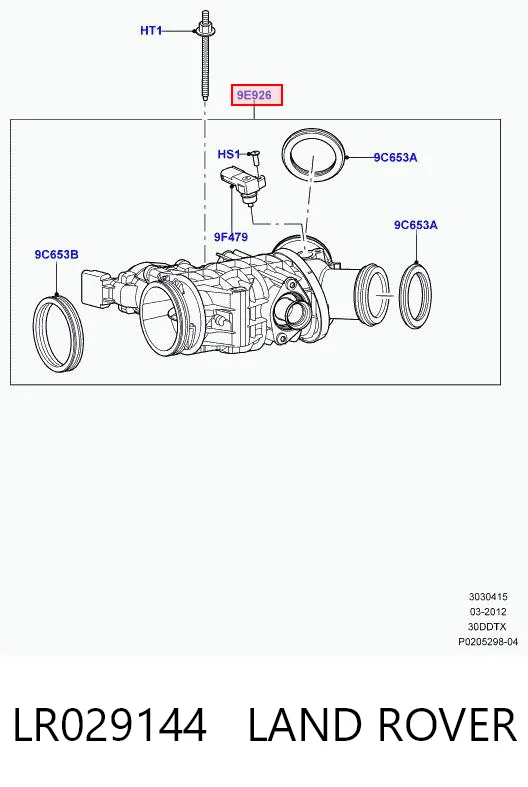 LR029144 Land Rover Válvula de borboleta montada