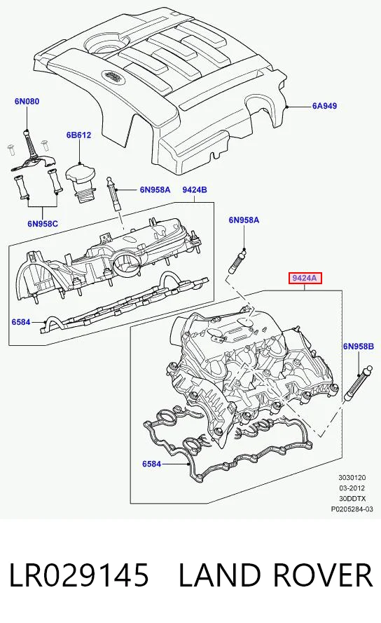 LR029145 Land Rover Tampa de válvulas esquerda