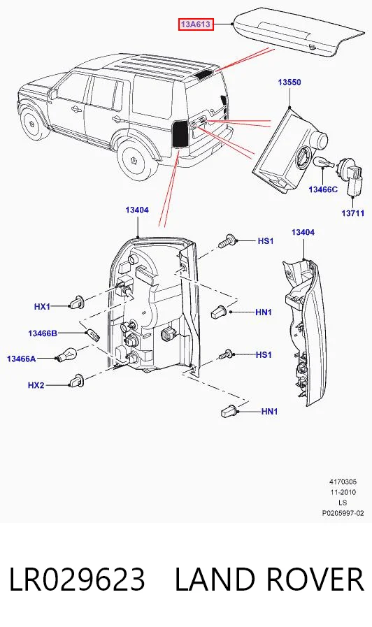 Sinal de parada traseiro adicional para Land Rover Discovery III LR3