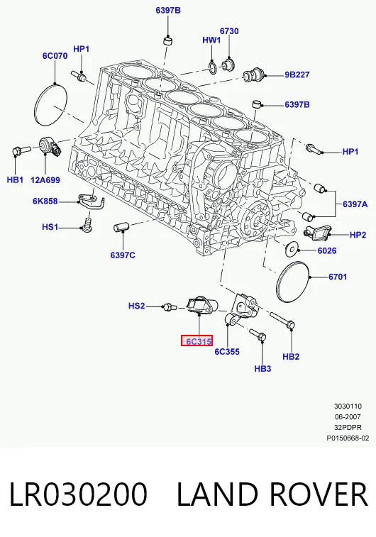 Sensor de posição (de revoluções) de cambota para Land Rover Freelander II L359