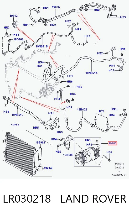 LR030218 Land Rover Compressor de aparelho de ar condicionado
