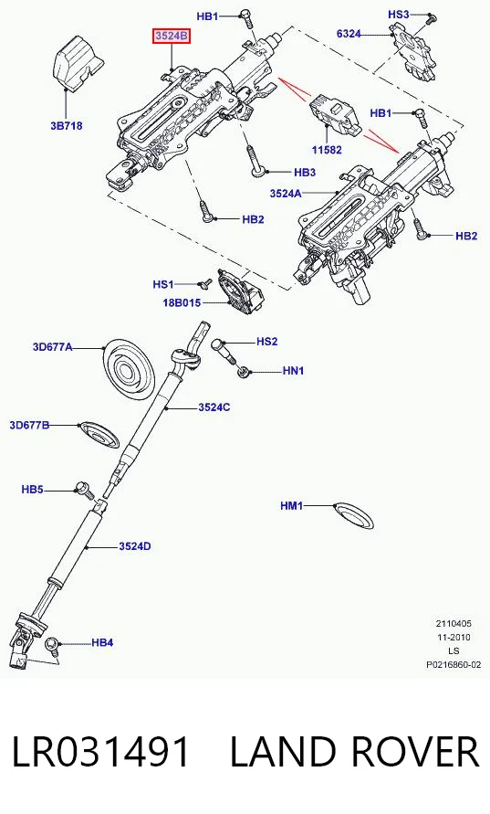 Coluna da direção Land Rover Discovery IV L319