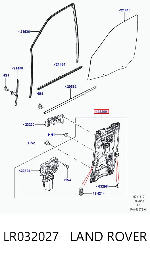 Mecanismo de acionamento de vidro da porta dianteira esquerda Land Rover Freelander II L359