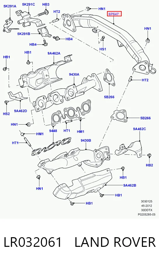Tubo coletor de escape Land Rover Range Rover SPORT II L494