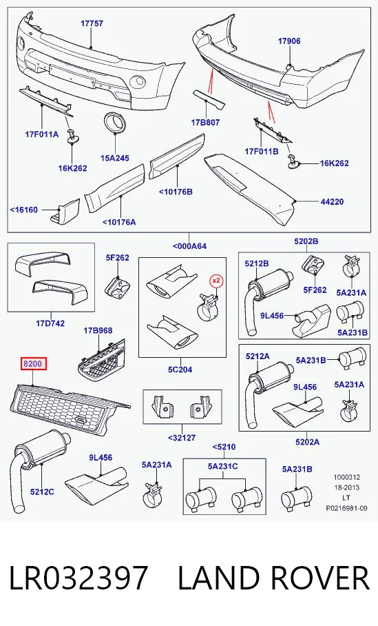 Grelha do radiador para Land Rover Range Rover L322