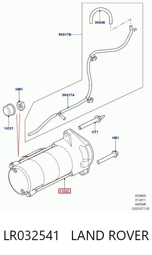 LR032541 Land Rover Motor de arranco