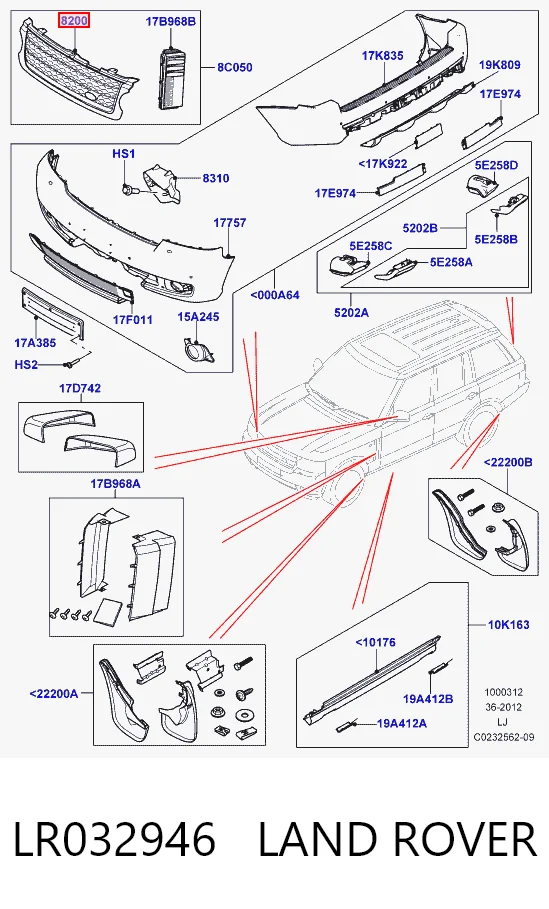  Grelha do radiador Land Rover Range Rover III SUV (L322) (2010 - 2012) III