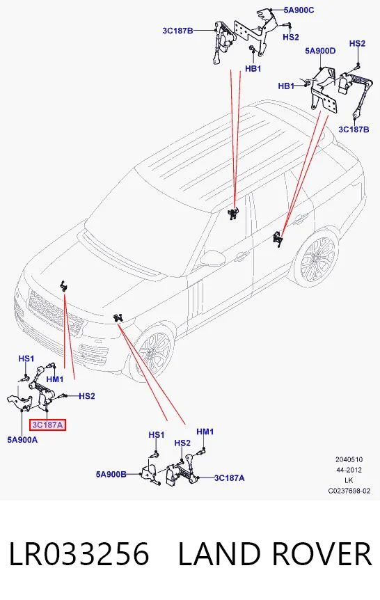 LR033256 Land Rover Sensor dianteiro do nível de posição de carroçaria