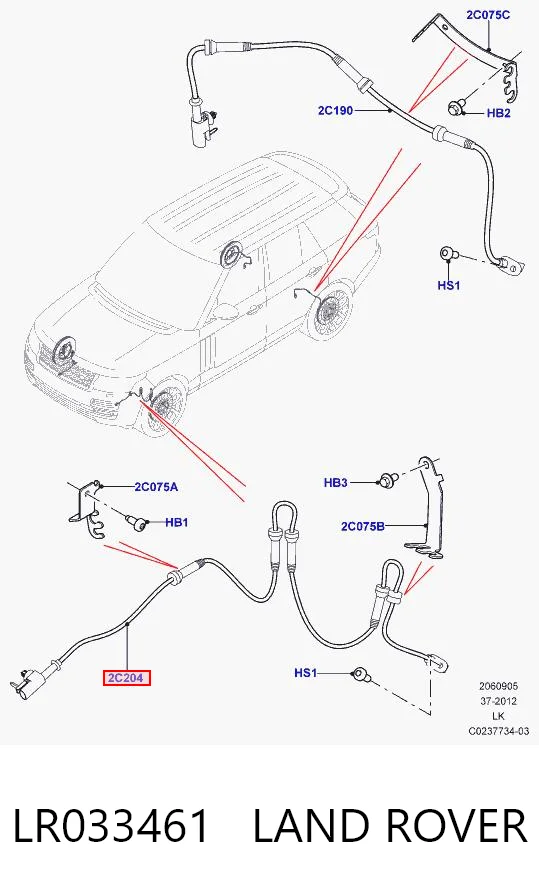 LR033461 Land Rover Sensor dianteiro de ABS